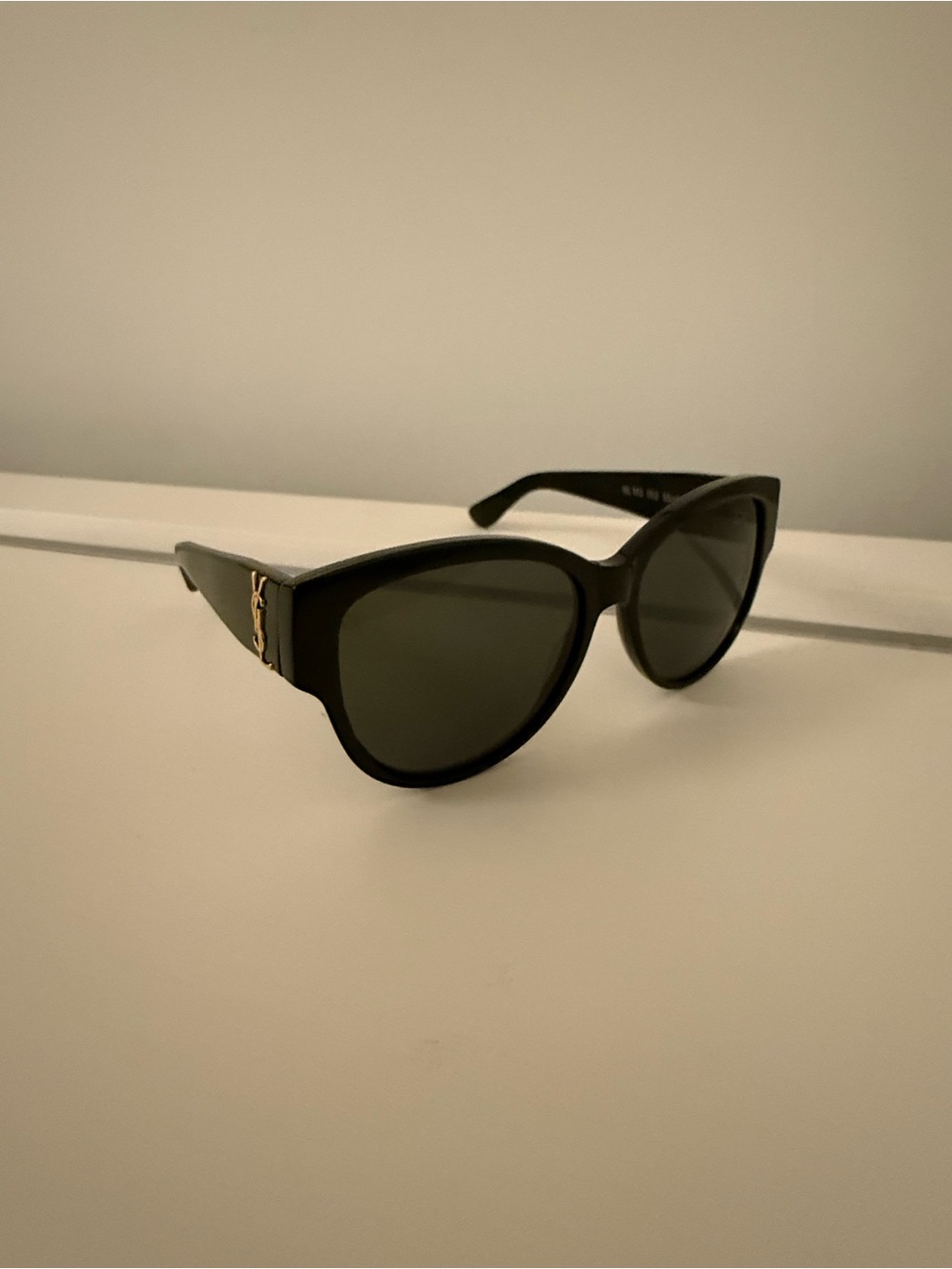 Yves Saint Laurent Black Cat-Eye Sunglasses with Gold YSL Accent